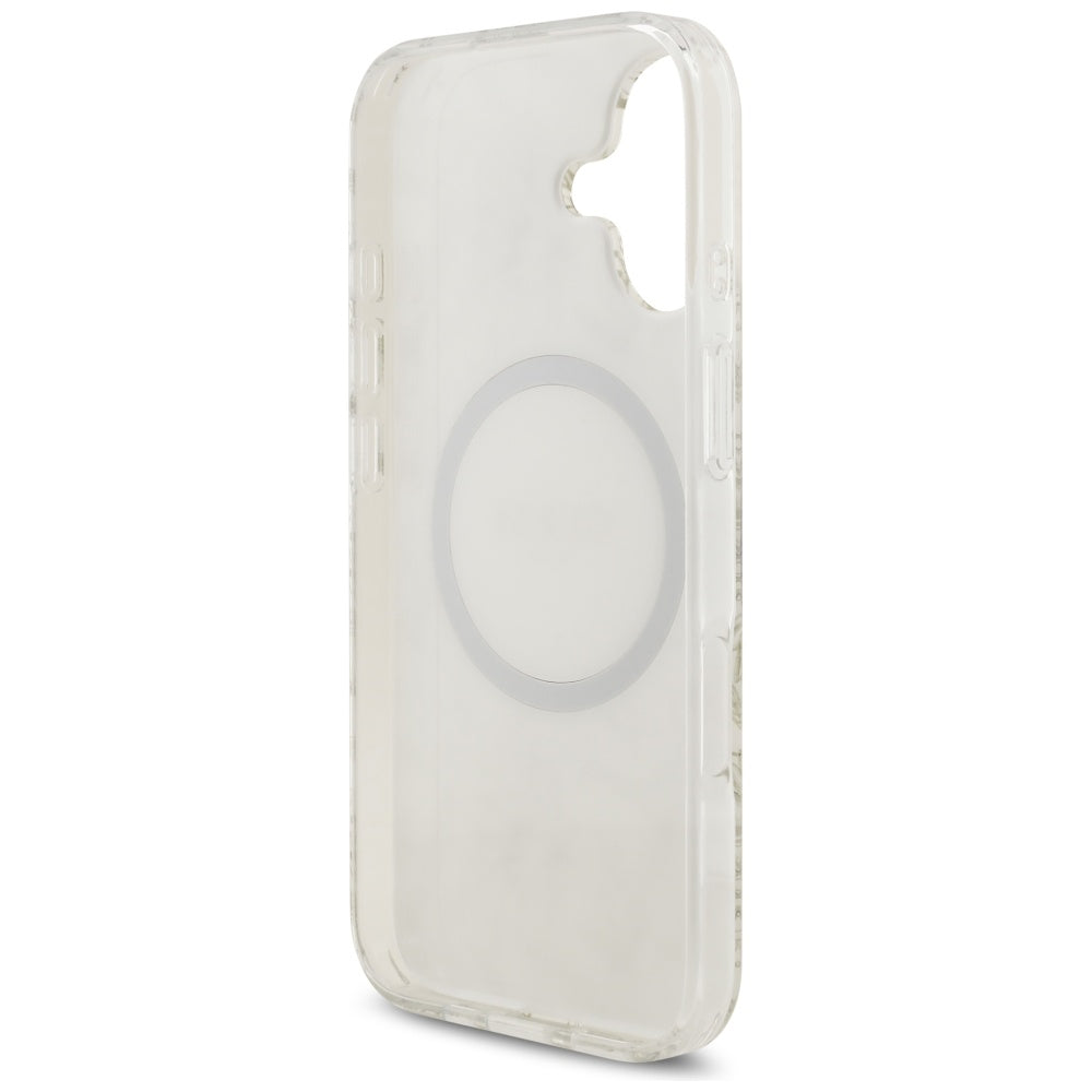 Capa MagSafe para Apple iPhone 17, Guess, IML Flowers with Pearl Strap, Branca