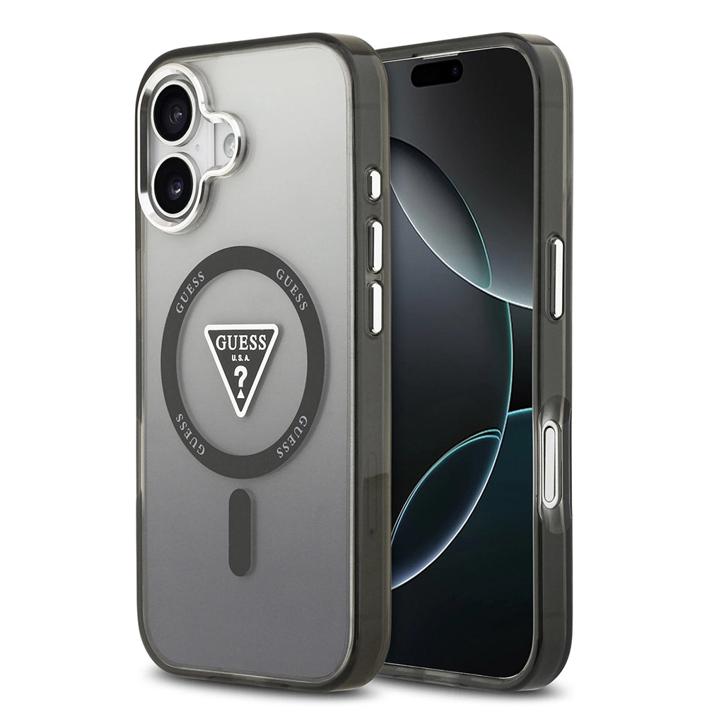 Capa MagSafe para Apple iPhone 17, Guess, Logo Triângulo Gradiente IML, Preta