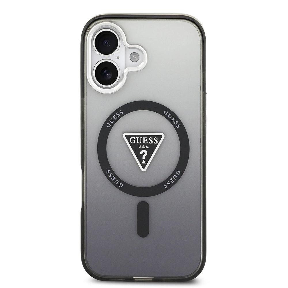 Capa MagSafe para Apple iPhone 17, Guess, Logo Triângulo Gradiente IML, Preta