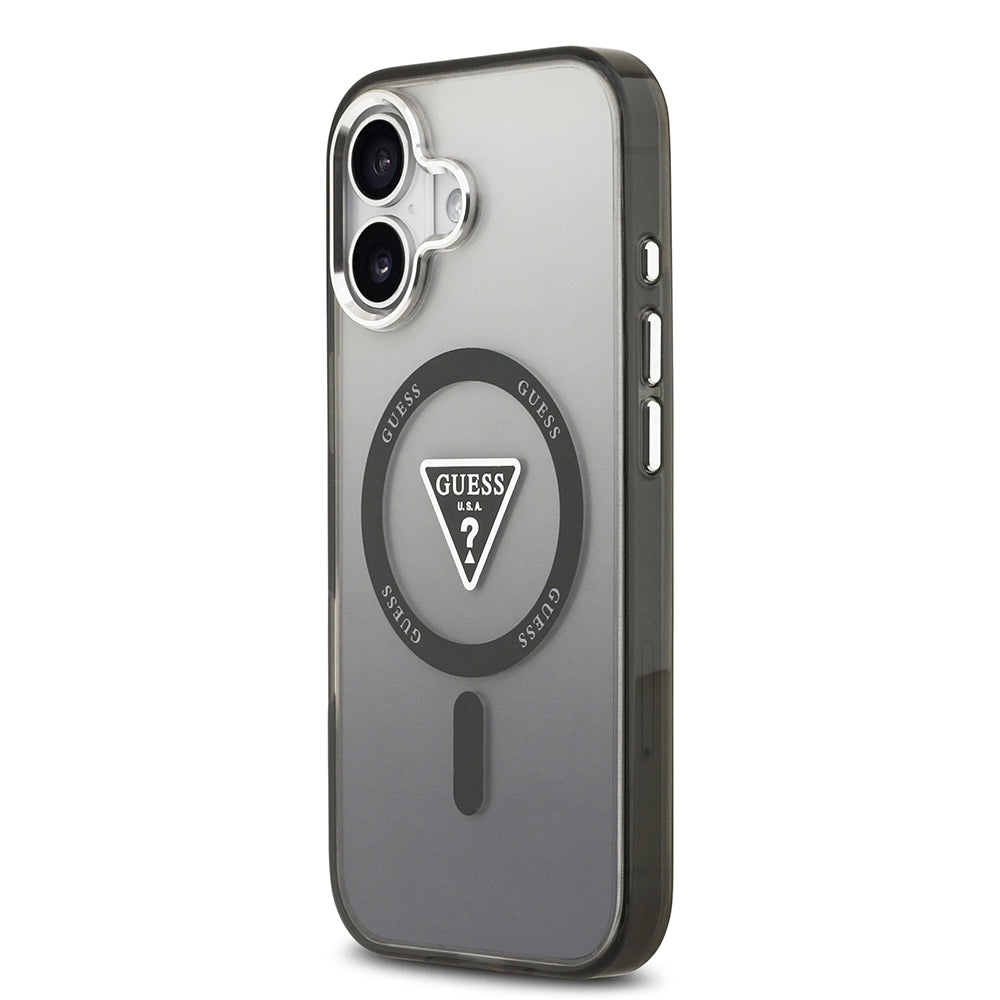 Capa MagSafe para Apple iPhone 17, Guess, Logo Triângulo Gradiente IML, Preta
