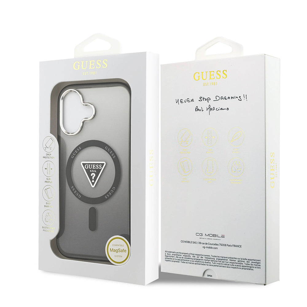 Capa MagSafe para Apple iPhone 17, Guess, Logo Triângulo Gradiente IML, Preta