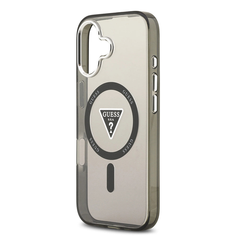 Capa MagSafe para Apple iPhone 17, Guess, Logo Triângulo Gradiente IML, Preta