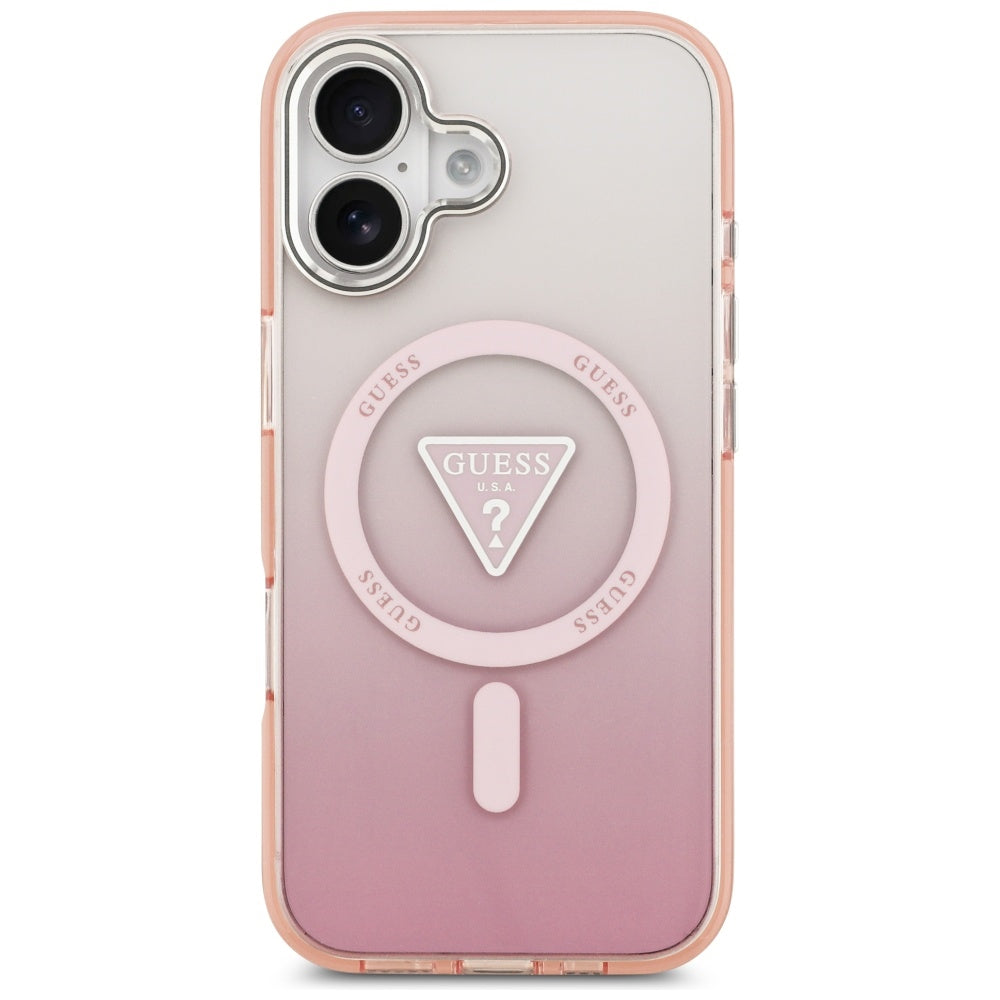 Capa MagSafe para Apple iPhone 17, Guess, Logo Triângulo Gradiente IML, Rosa