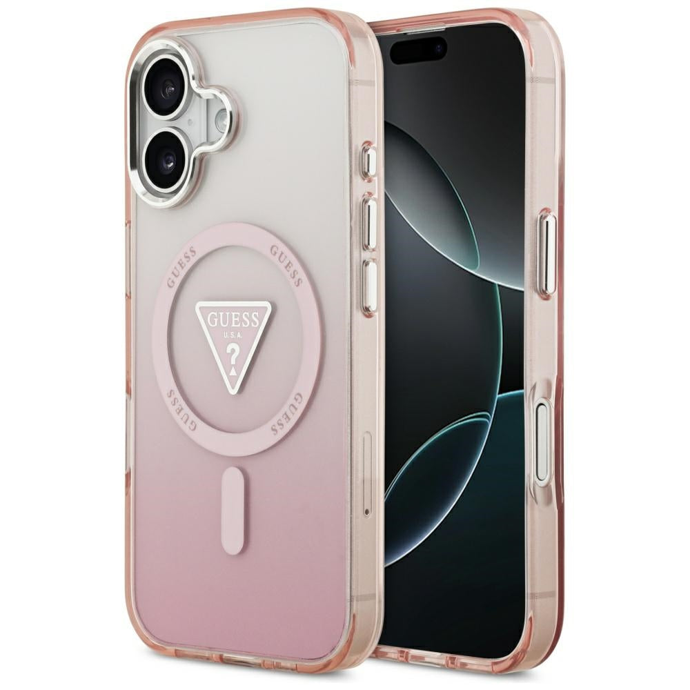 Capa MagSafe para Apple iPhone 17, Guess, Logo Triângulo Gradiente IML, Rosa