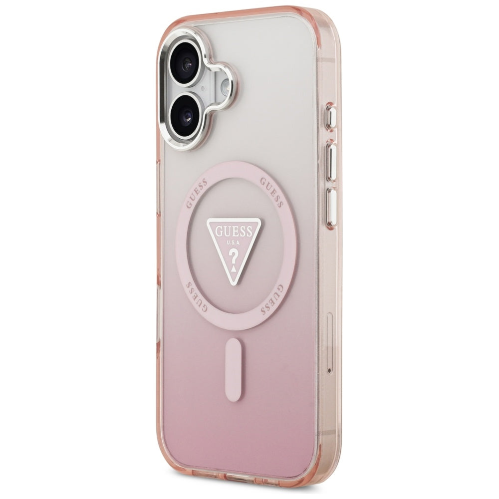 Capa MagSafe para Apple iPhone 17, Guess, Logo Triângulo Gradiente IML, Rosa