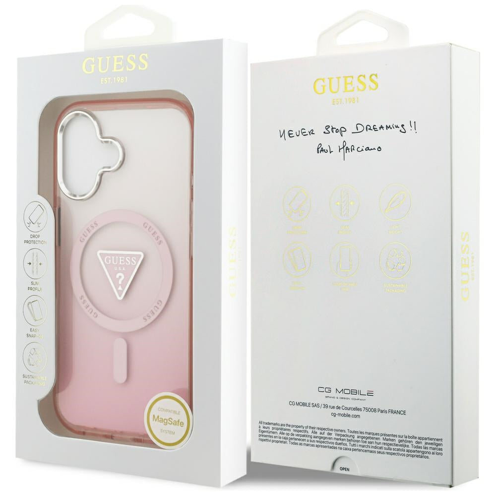 Capa MagSafe para Apple iPhone 17, Guess, Logo Triângulo Gradiente IML, Rosa