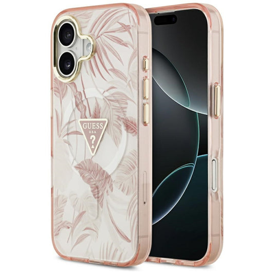 Capa MagSafe para Apple iPhone 17, Guess, Jungle Tonal Triangle, Rosa
