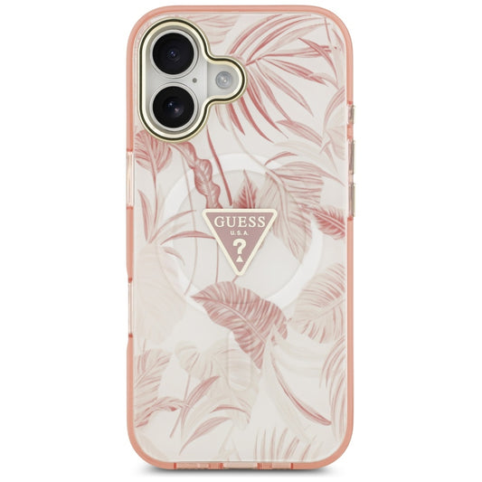 Capa MagSafe para Apple iPhone 17, Guess, Jungle Tonal Triangle, Rosa