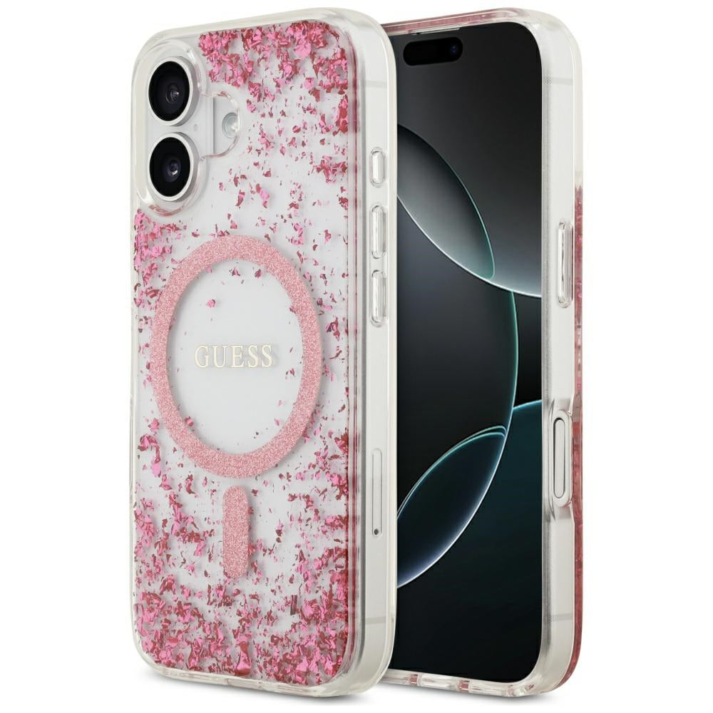 Capa MagSafe para Apple iPhone 17, Guess, Resin Bottom Glitter, Rosa