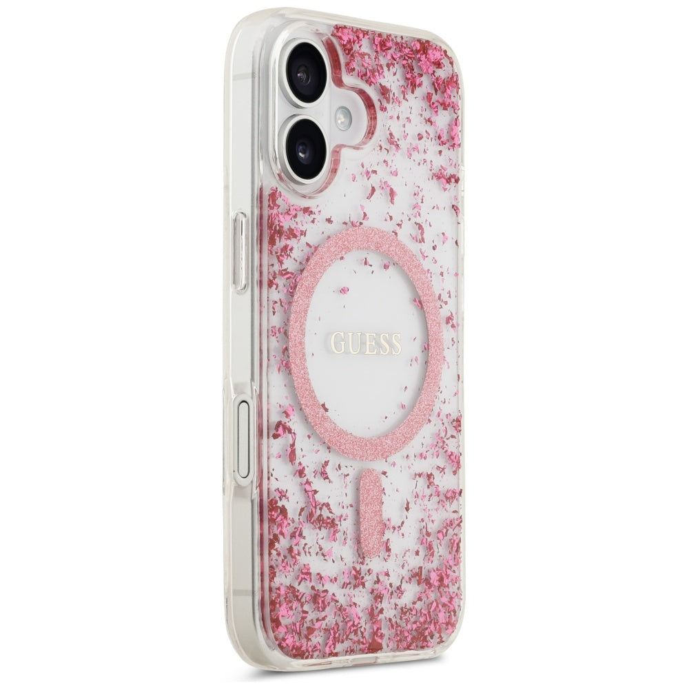 Capa MagSafe para Apple iPhone 17, Guess, Resin Bottom Glitter, Rosa