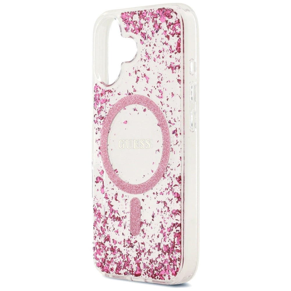 Capa MagSafe para Apple iPhone 17, Guess, Resin Bottom Glitter, Rosa