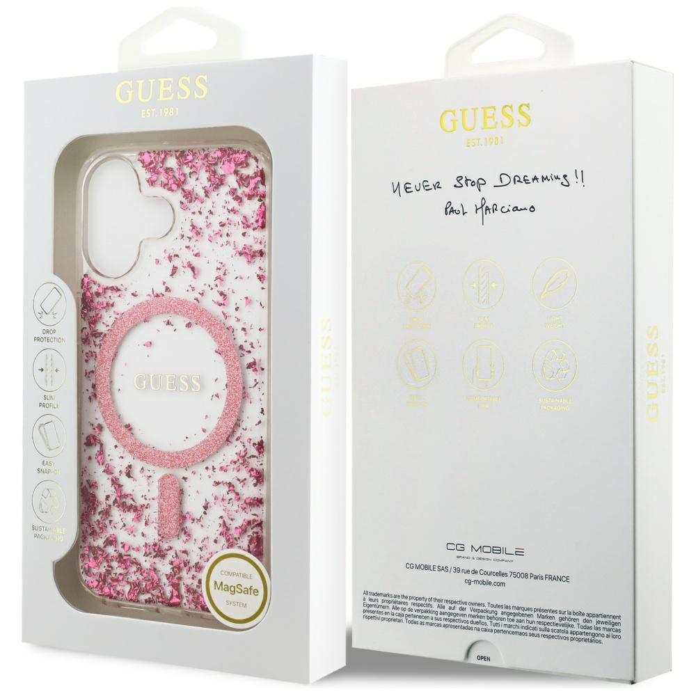 Capa MagSafe para Apple iPhone 17, Guess, Resin Bottom Glitter, Rosa