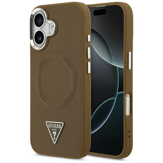 Capa MagSafe para Apple iPhone 17, Guess, Logo Triângulo, Marrom Prateado