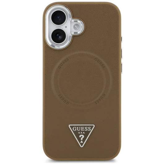 Capa MagSafe para Apple iPhone 17, Guess, Logo Triângulo, Marrom Prateado