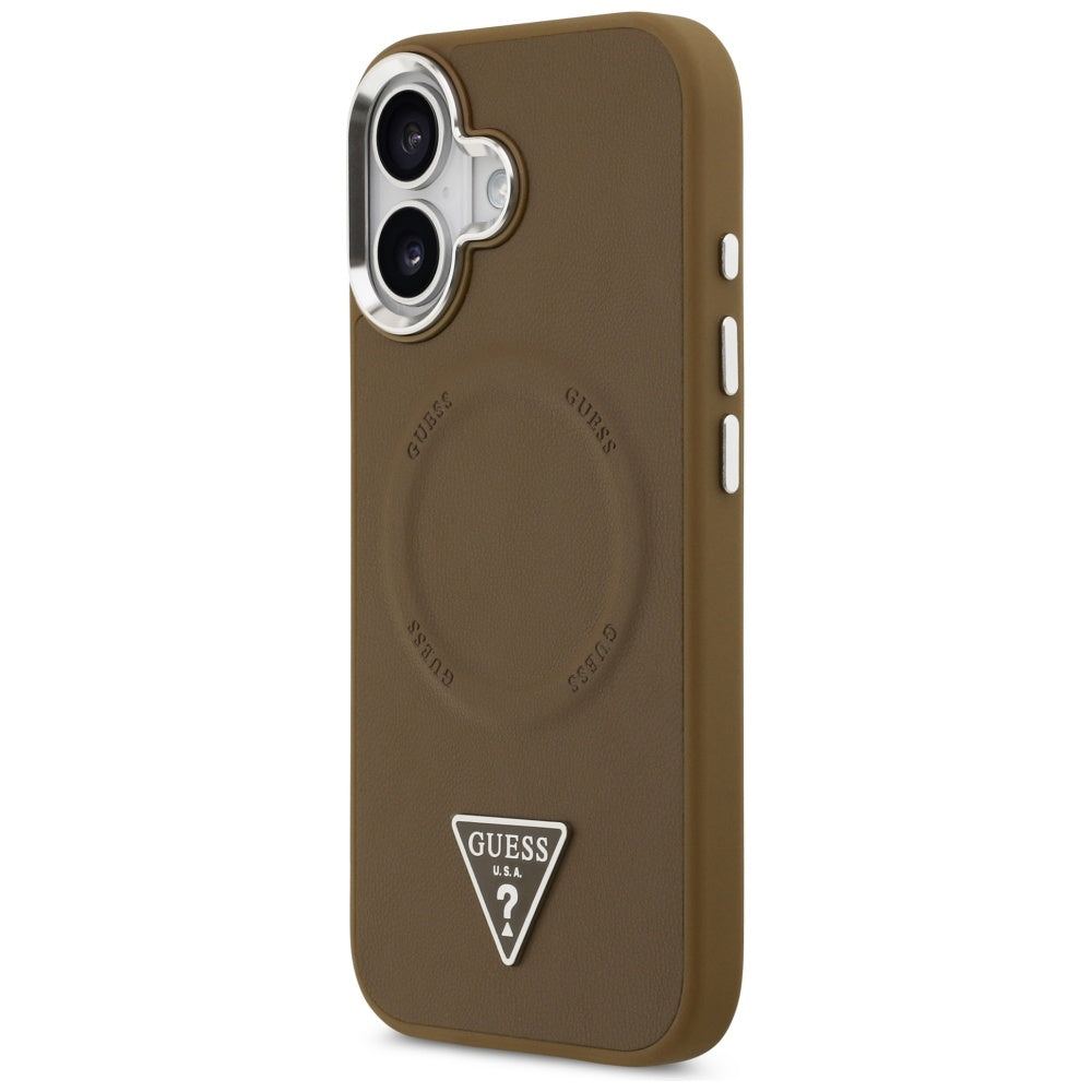 Capa MagSafe para Apple iPhone 17, Guess, Logo Triângulo, Marrom Prateado