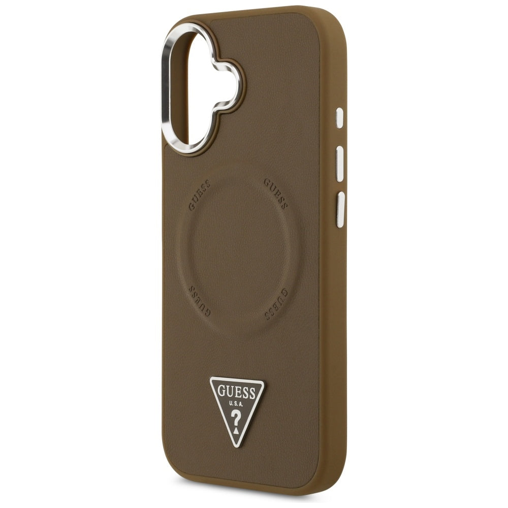 Capa MagSafe para Apple iPhone 17, Guess, Logo Triângulo, Marrom Prateado