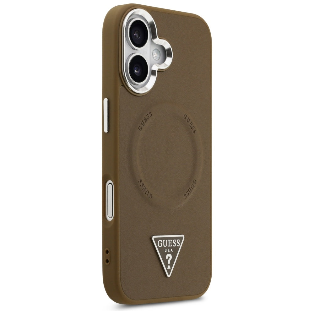 Capa MagSafe para Apple iPhone 17, Guess, Logo Triângulo, Marrom Prateado