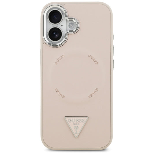 Capa MagSafe para Apple iPhone 17, Guess, Logo Triângulo, Rosa Prateado
