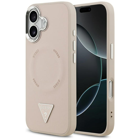 Capa MagSafe para Apple iPhone 17, Guess, Logo Triângulo, Rosa Prateado