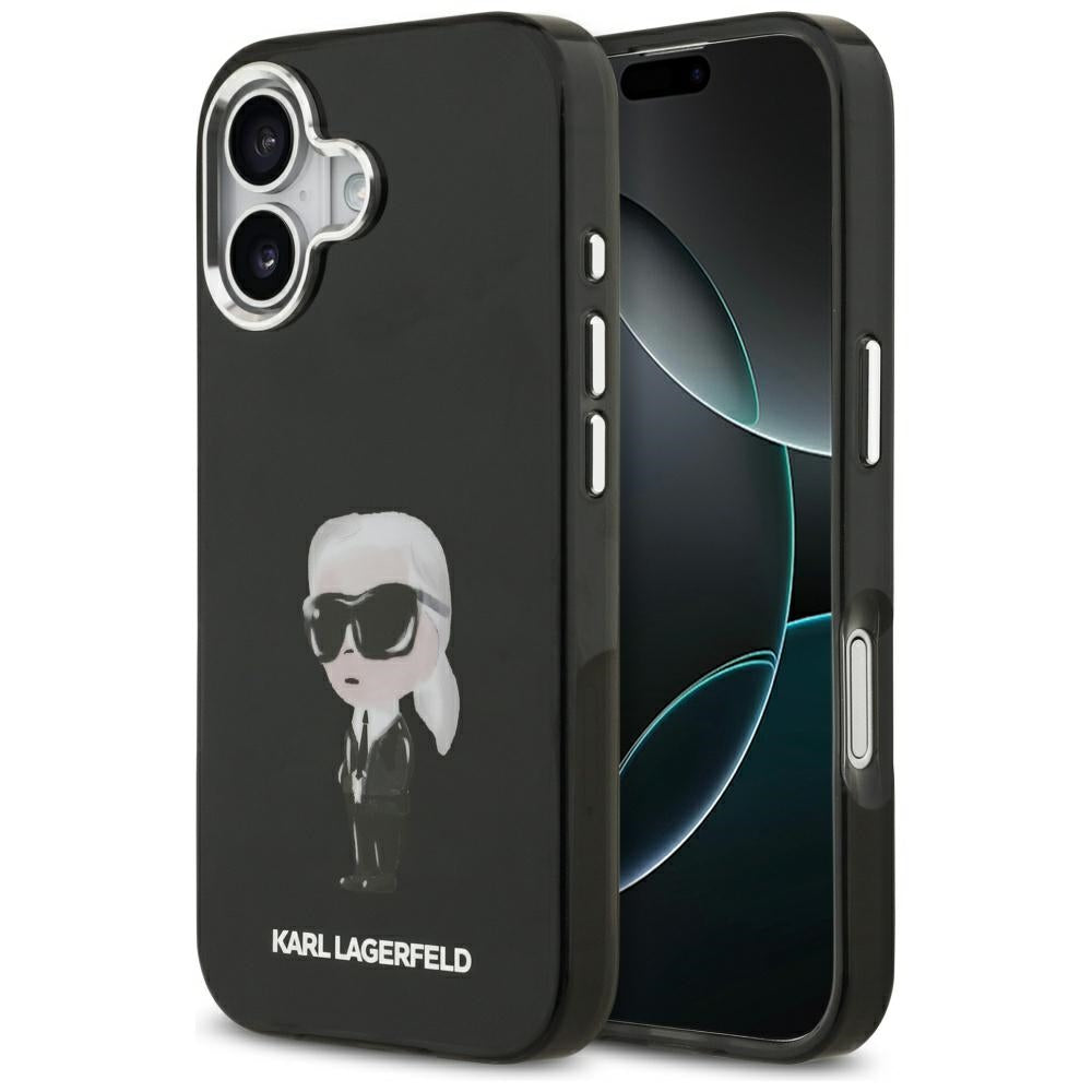 Capa MagSafe para Apple iPhone 17, Karl Lagerfeld, IML Aquarelle Karl Ikonik, Preta