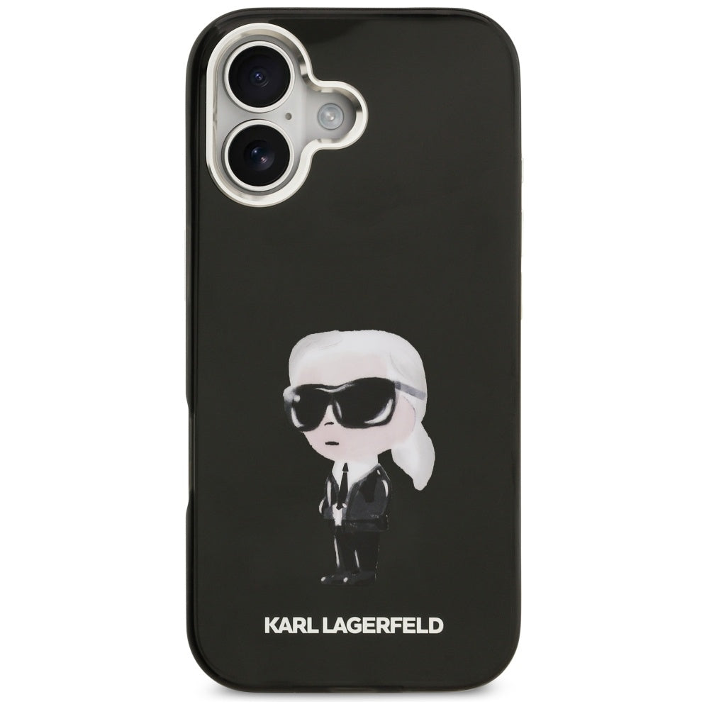 Capa MagSafe para Apple iPhone 17, Karl Lagerfeld, IML Aquarelle Karl Ikonik, Preta