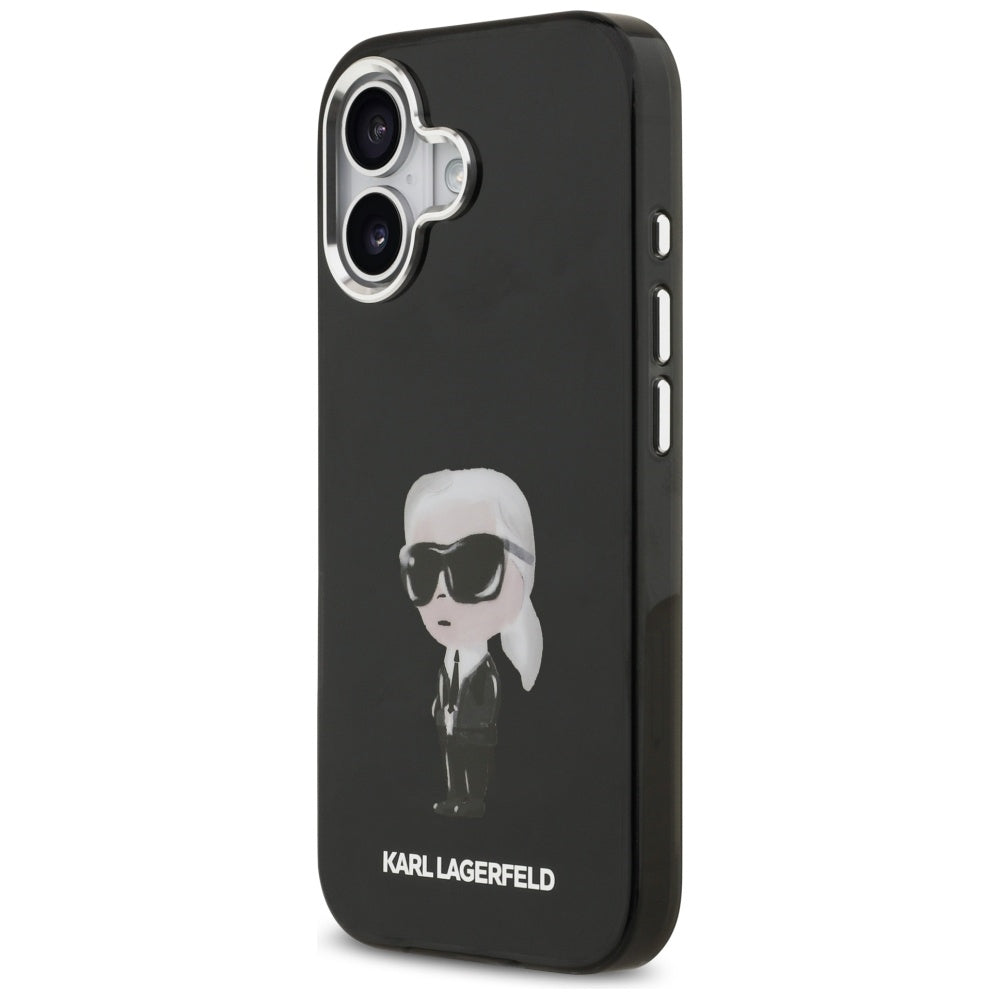Capa MagSafe para Apple iPhone 17, Karl Lagerfeld, IML Aquarelle Karl Ikonik, Preta