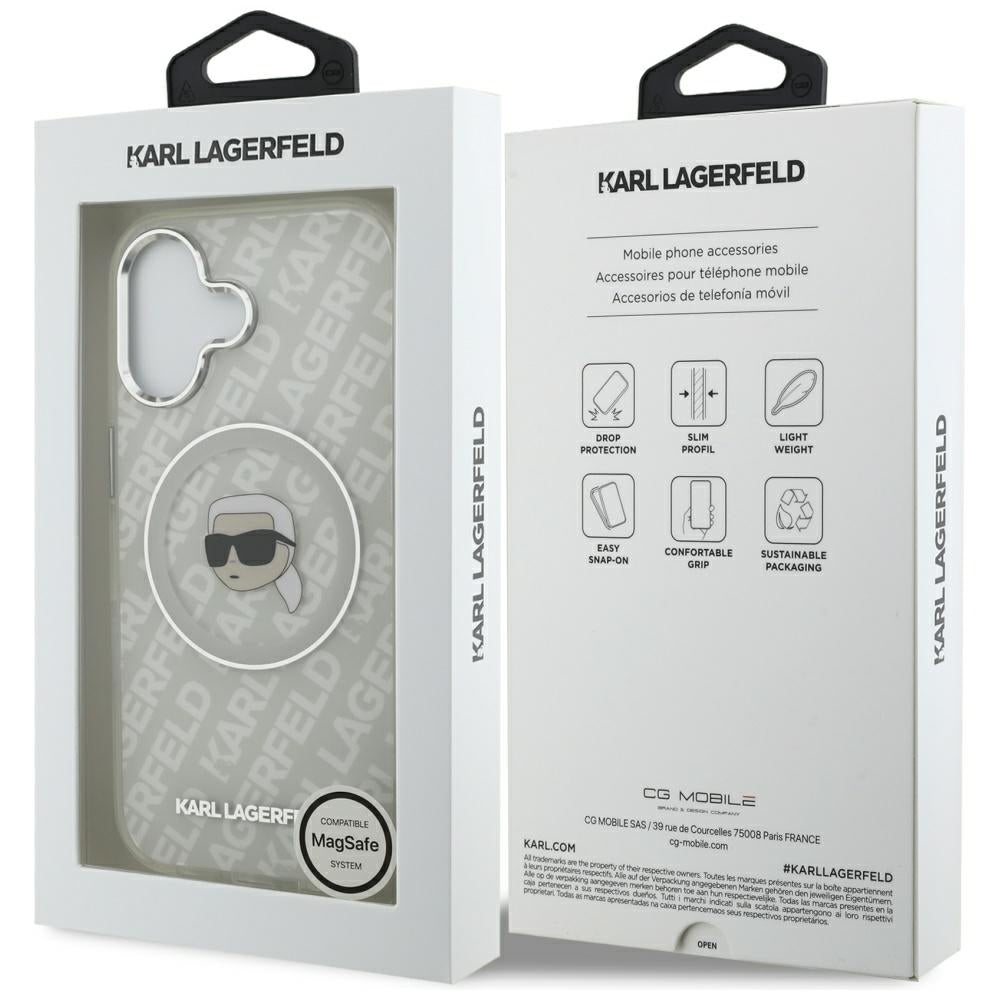 Capa MagSafe para Apple iPhone 17, Karl Lagerfeld, IML Karl`s Head, Cinza