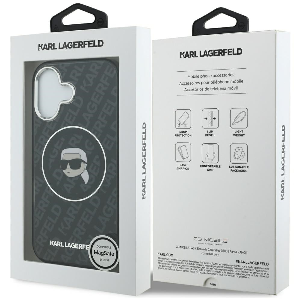 Capa MagSafe para Apple iPhone 17, Karl Lagerfeld, IML Karl`s Head, Preta