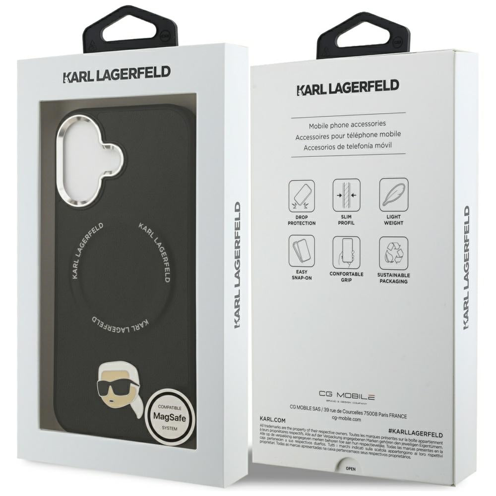 Capa MagSafe para Apple iPhone 17, Karl Lagerfeld, Karl Pin, Preta