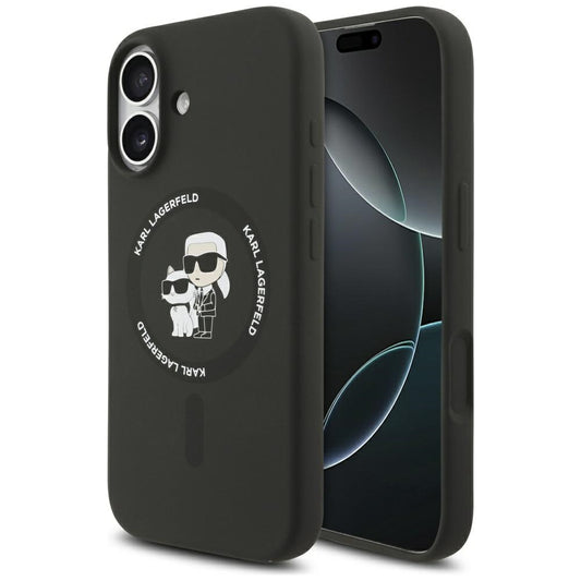 Capa MagSafe para Apple iPhone 17, Karl Lagerfeld, Ring Karl & Choupette, Preta