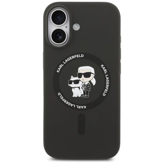 Capa MagSafe para Apple iPhone 17, Karl Lagerfeld, Ring Karl & Choupette, Preta