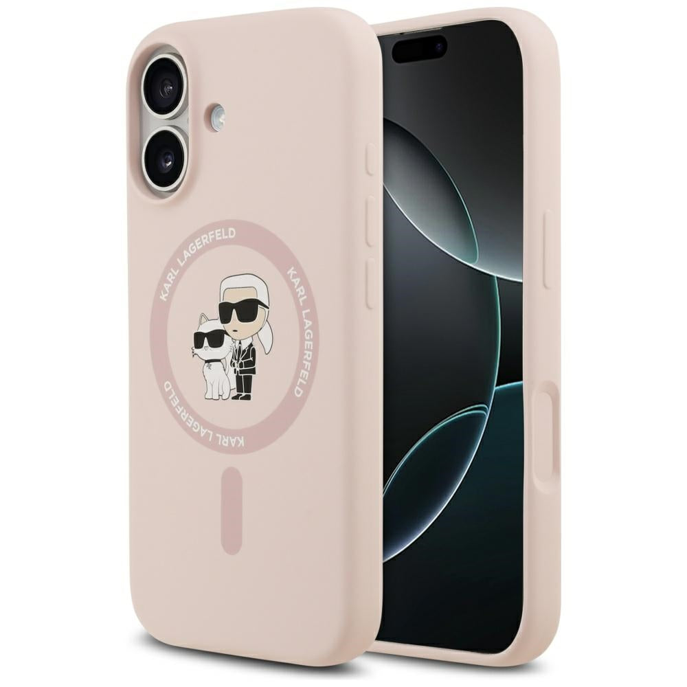 Capa MagSafe para Apple iPhone 17, Karl Lagerfeld, Ring Karl & Choupette, Rosa