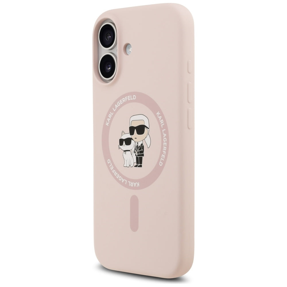 Capa MagSafe para Apple iPhone 17, Karl Lagerfeld, Ring Karl & Choupette, Rosa