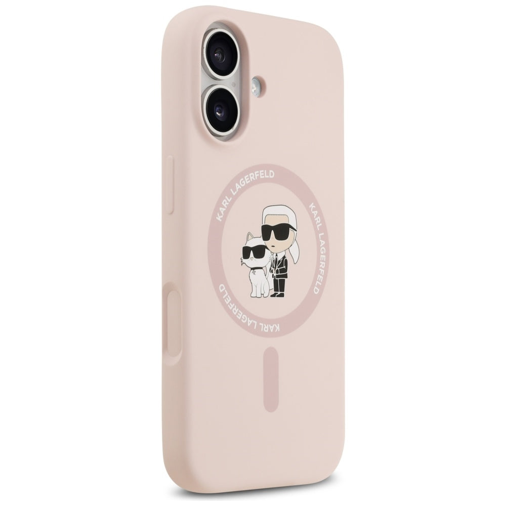 Capa MagSafe para Apple iPhone 17, Karl Lagerfeld, Ring Karl & Choupette, Rosa