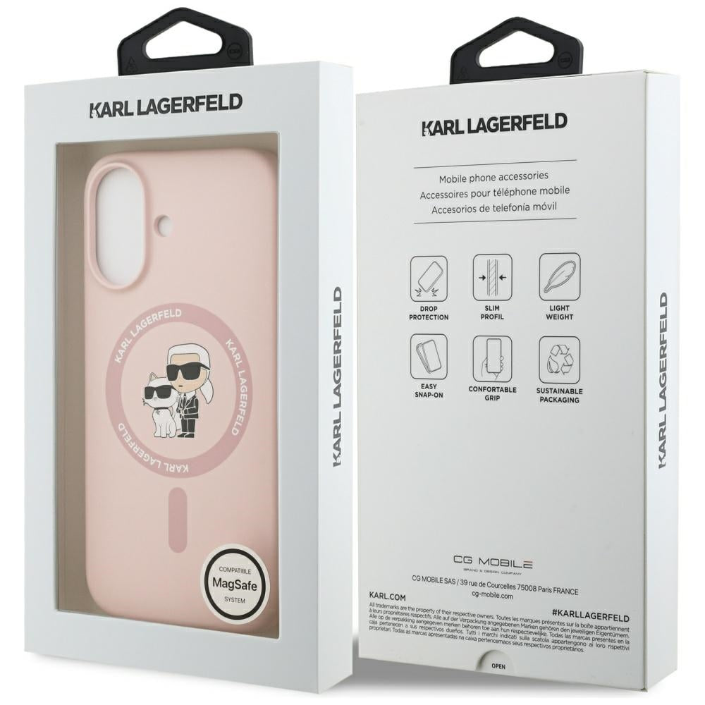Capa MagSafe para Apple iPhone 17, Karl Lagerfeld, Ring Karl & Choupette, Rosa