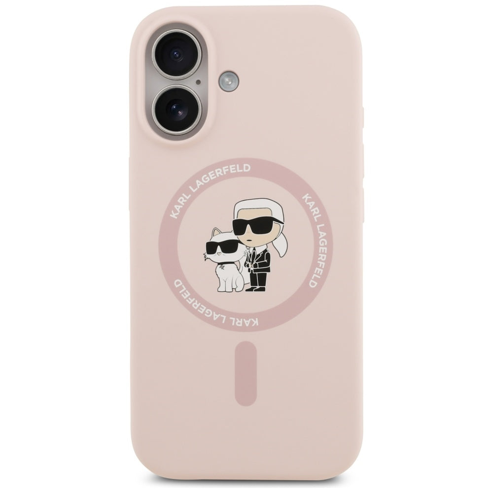 Capa MagSafe para Apple iPhone 17, Karl Lagerfeld, Ring Karl & Choupette, Rosa