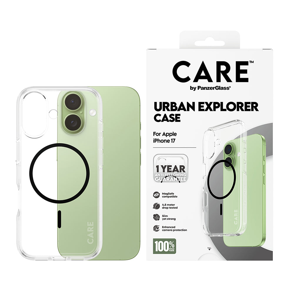 Capa MagSafe para Apple iPhone 17, PanzerGlass, Care Urban Explorer, Transparente Negra