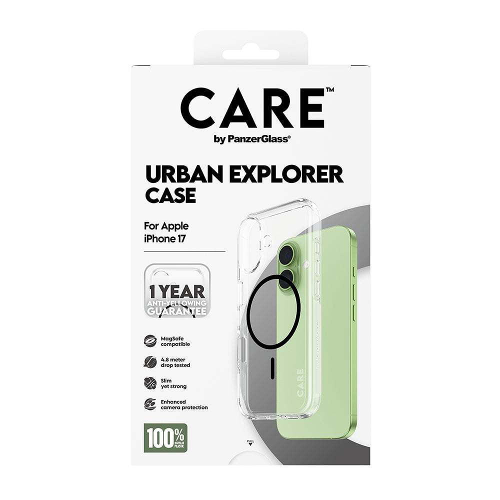 Capa MagSafe para Apple iPhone 17, PanzerGlass, Care Urban Explorer, Transparente Negra