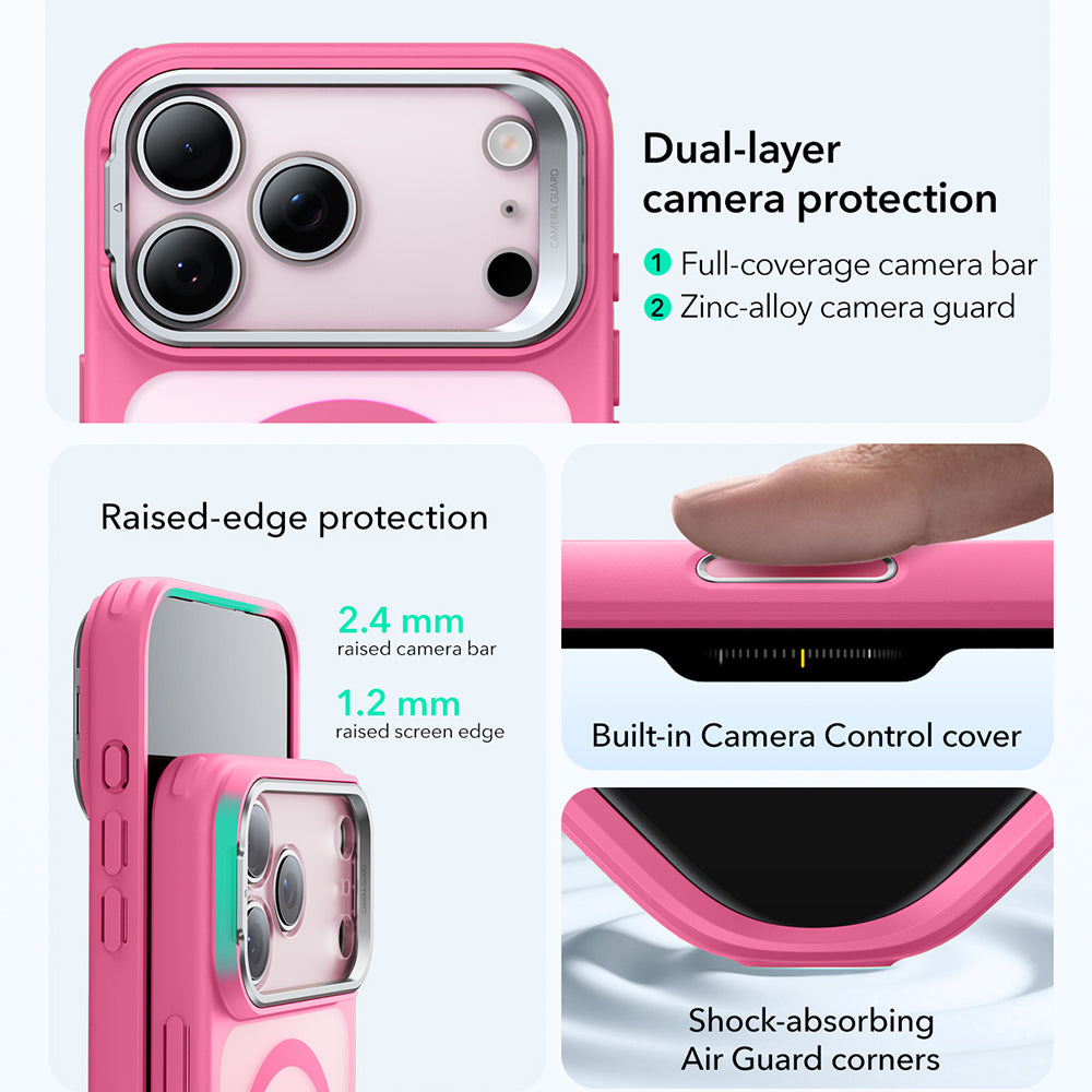 Capa MagSafe para Apple iPhone 17 Pro, ESR, Classic Hybrid Kickstand, Rosa Acetinado