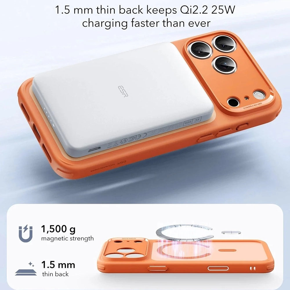 Capa MagSafe para Apple iPhone 17 Pro, ESR, Classic Hybrid, Laranja Acetinada