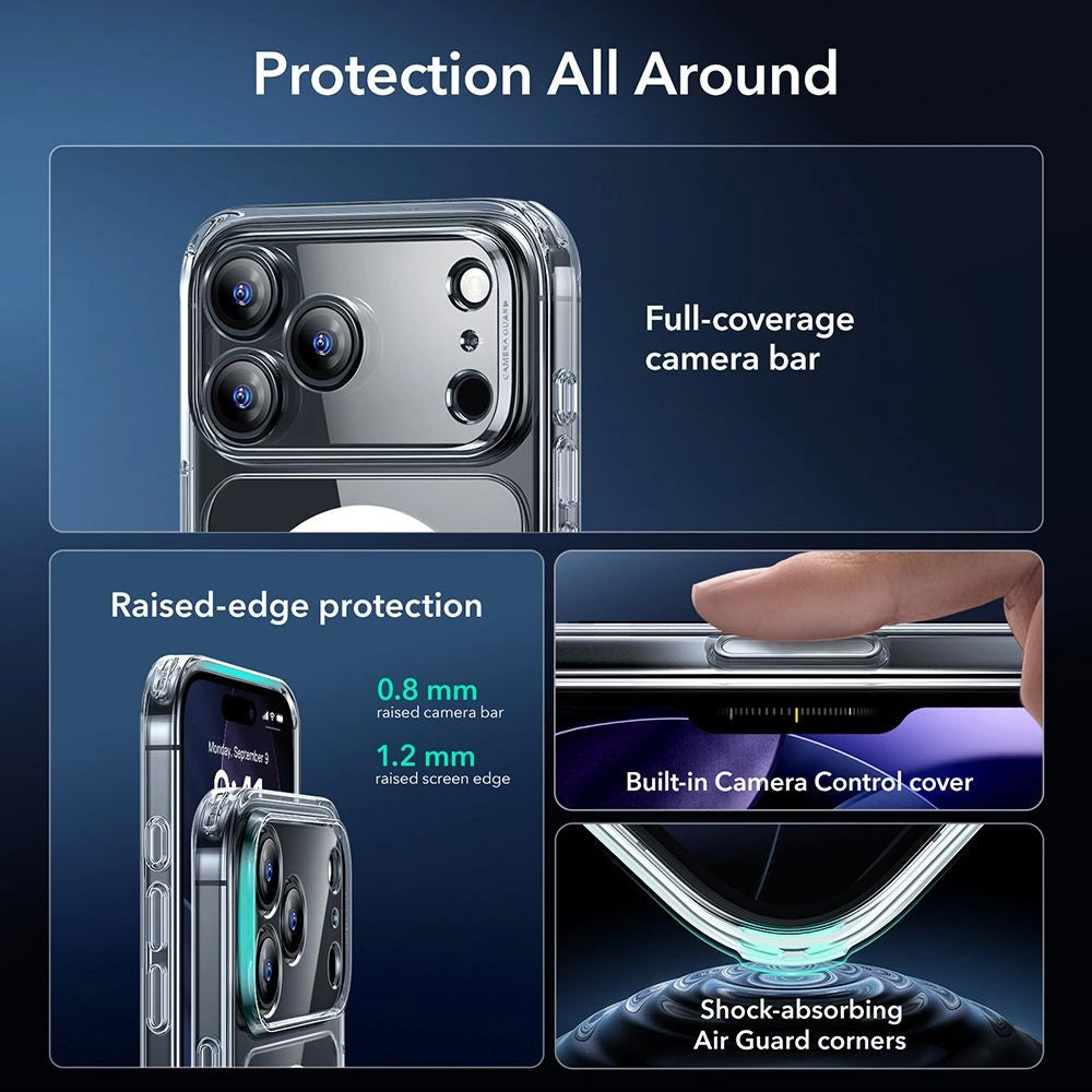 Capa MagSafe para Apple iPhone 17 Pro, ESR, Classic Hybrid com Protetor de Tela, Transparente