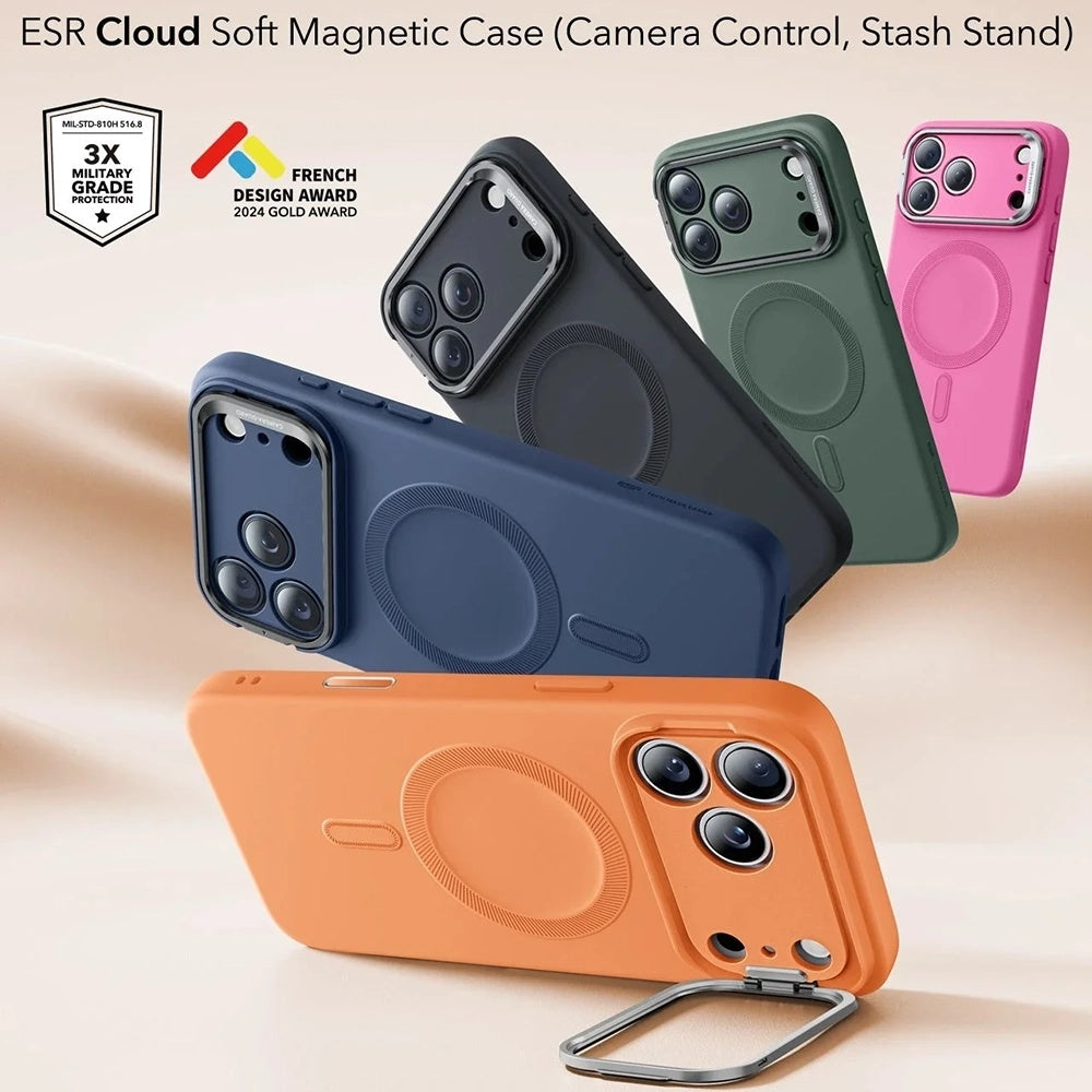 Capa MagSafe para Apple iPhone 17 Pro, ESR, Cloud Soft Kickstand, Laranja