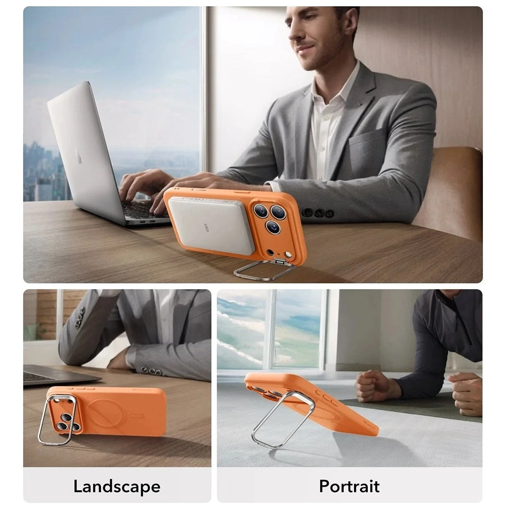 Capa MagSafe para Apple iPhone 17 Pro, ESR, Cloud Soft Kickstand, Laranja