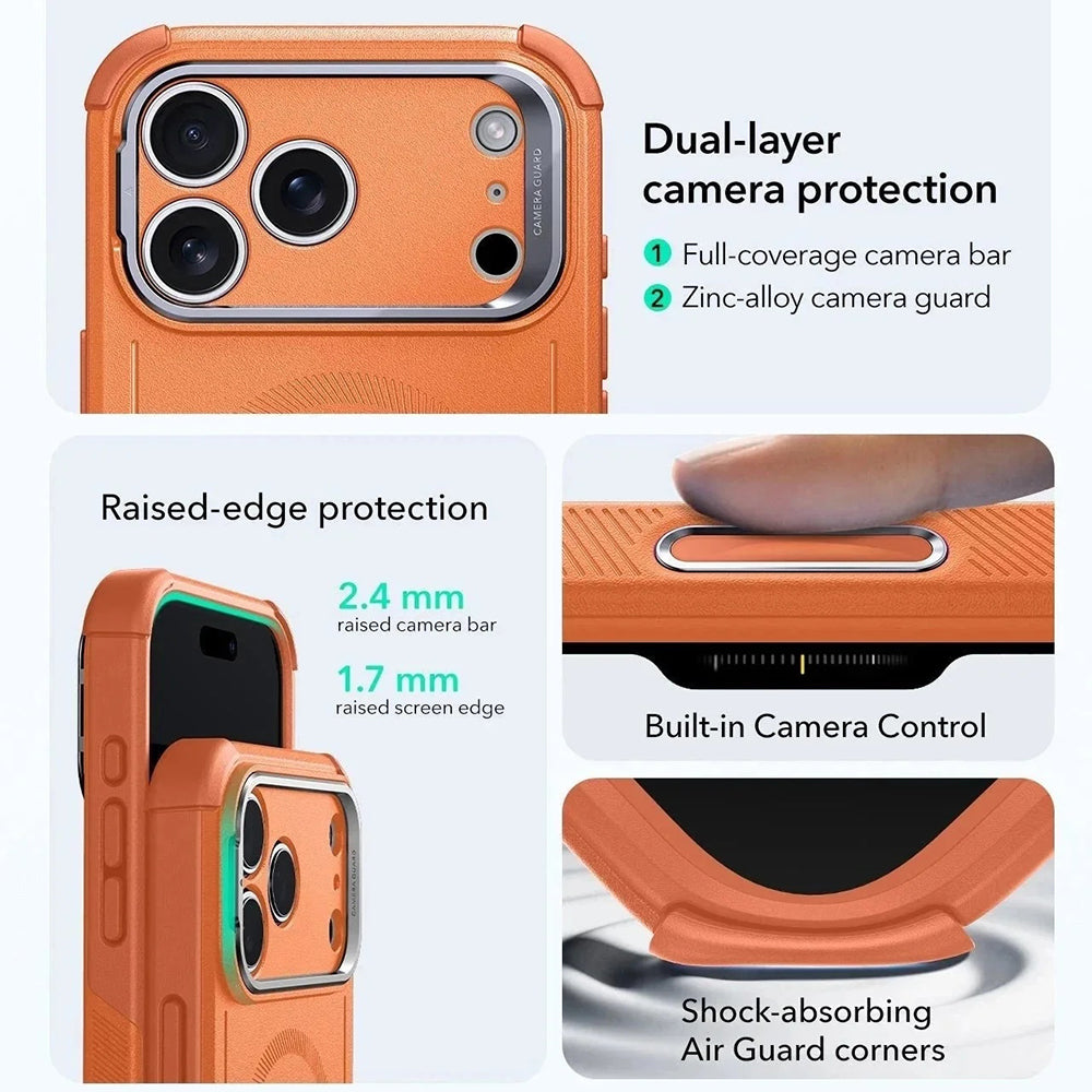 MagSafe Case for Apple iPhone 17 Pro, ESR, Cyber Armor Kickstand, Orange