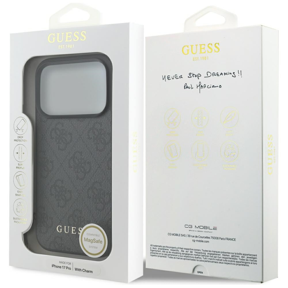 Capa MagSafe para Apple iPhone 17 Pro, Guess, 4G Charm Cradle, Preta