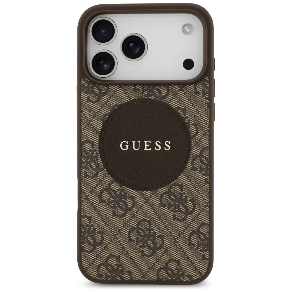 Capa MagSafe para Apple iPhone 17 Pro, Guess, 4G Circle Classic Logo, Castanho