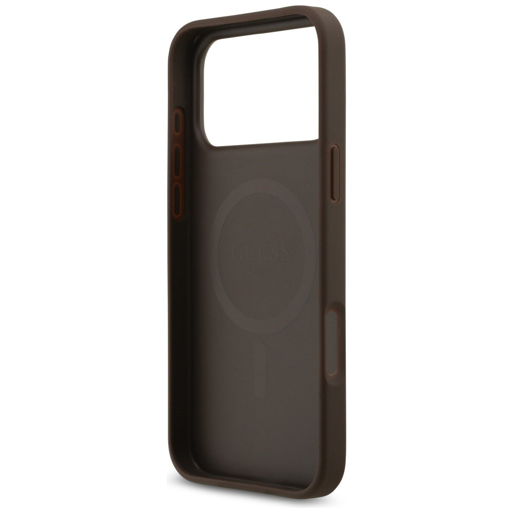 Capa MagSafe para Apple iPhone 17 Pro, Guess, 4G Circle Classic Logo, Castanho