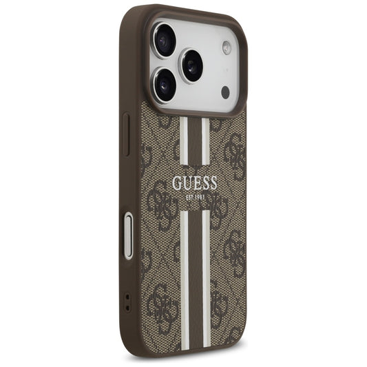 Capa MagSafe para Apple iPhone 17 Pro, Guess, 4G Printed Stripes, Marrom