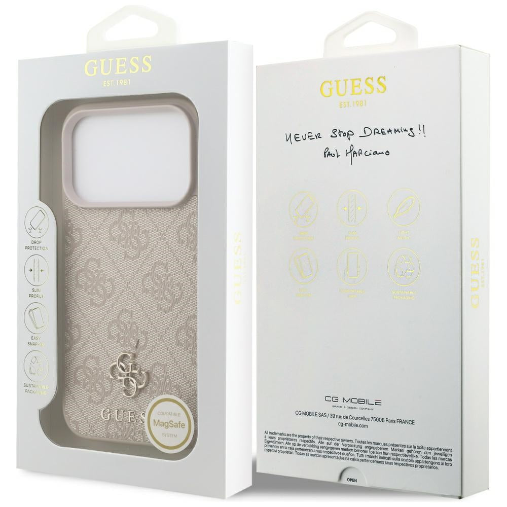 Capa MagSafe para Apple iPhone 17 Pro, Guess, 4G Small and Classic Logo, Rosa