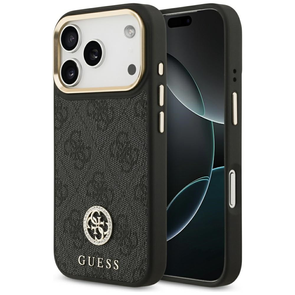 Capa MagSafe para Apple iPhone 17 Pro, Guess, Logo Strass 4G, Preta